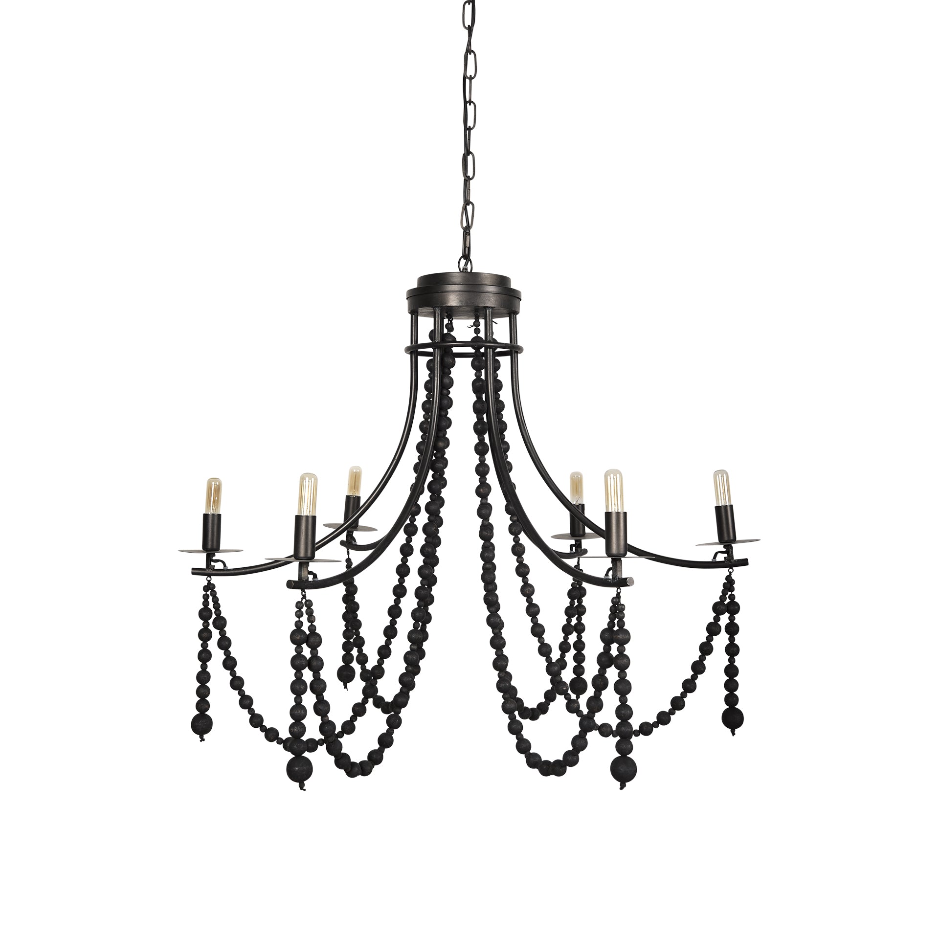 Selma Black Wood Bead Chandelier