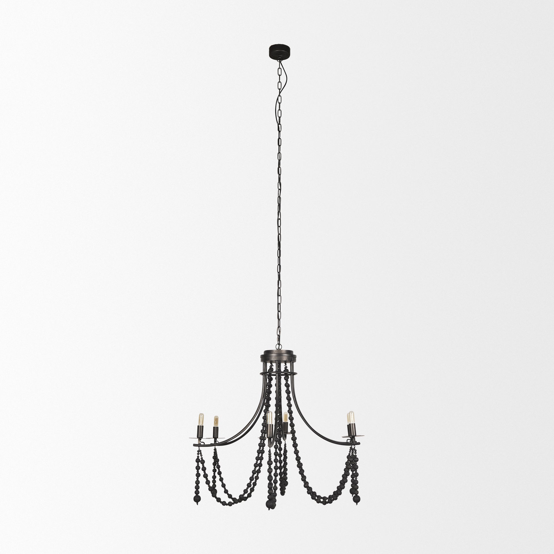 Selma Black Wood Bead Chandelier