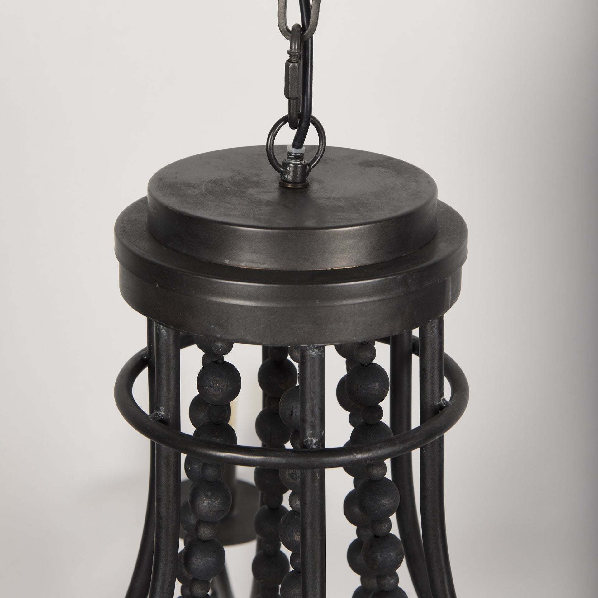 Selma Black Wood Bead Chandelier