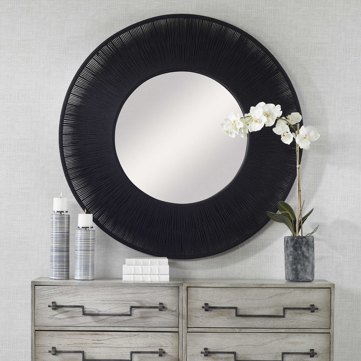 Sailors Knot Round Mirror - Black
