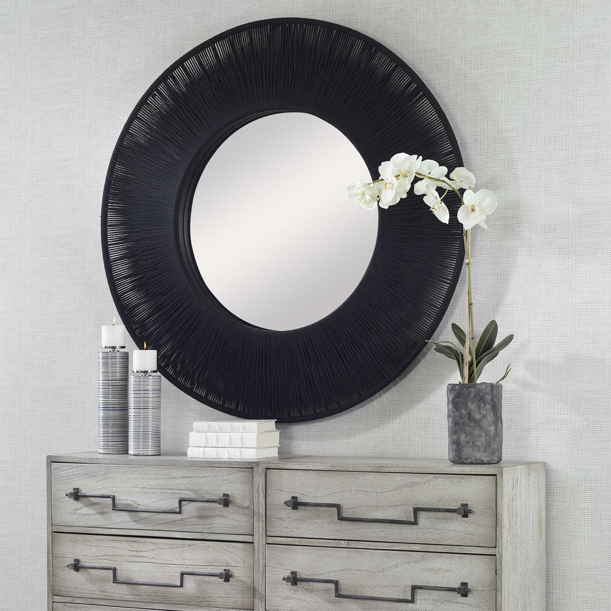 Sailors Knot Round Mirror - Black