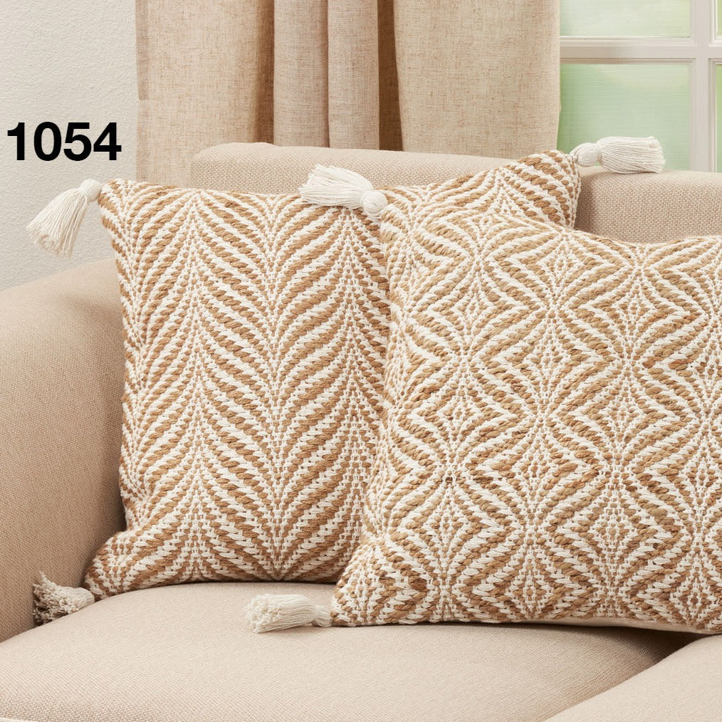 Jute Woven Patterned Pillow