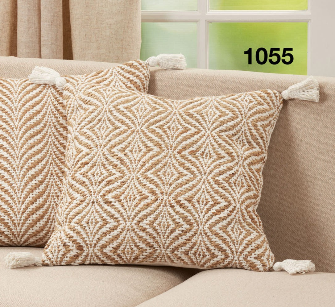 Jute Woven Patterned Pillow
