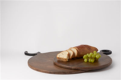 Acacia Wood Round Cutting Board with Painted Handle