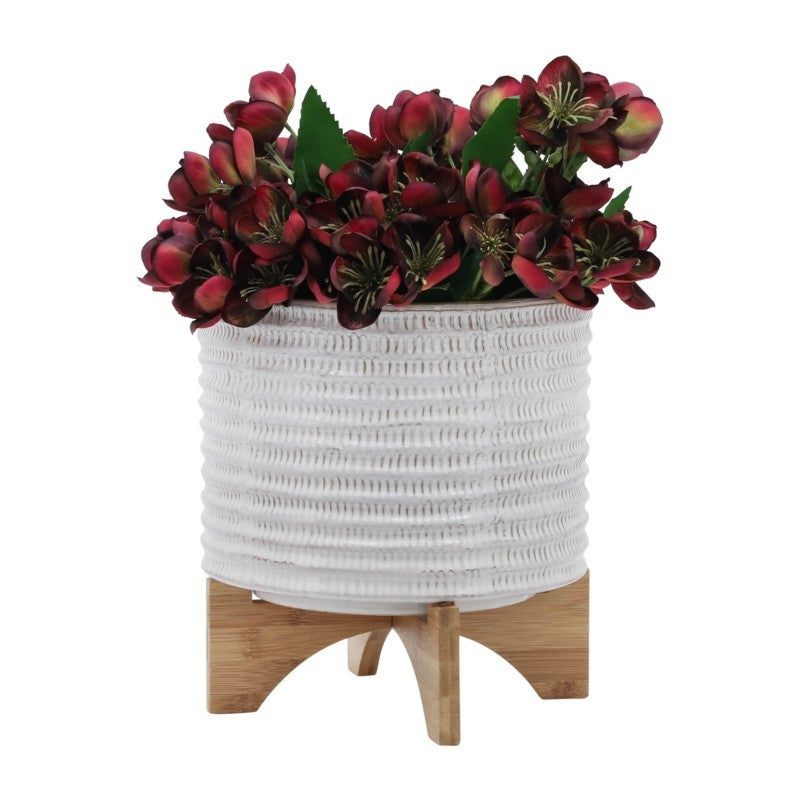 Ivory Textured Planter w/ Stand