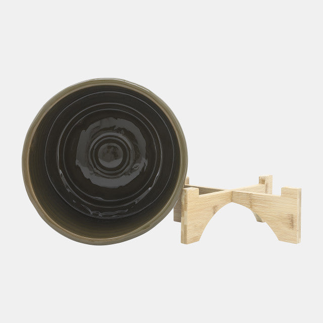 Olive Textured Planter w/ Stand