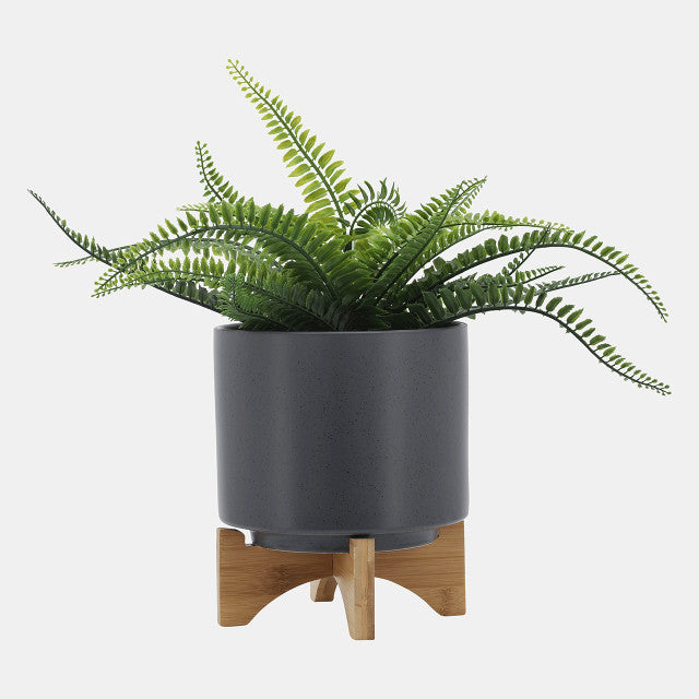 Matte Gray Planter w/ Stand