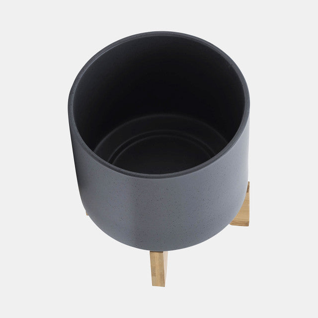 Matte Gray Planter w/ Stand