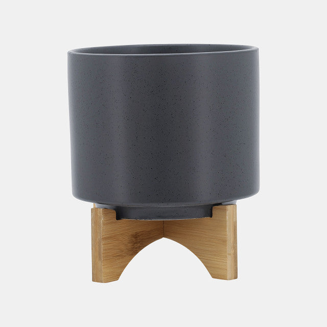 Matte Gray Planter w/ Stand