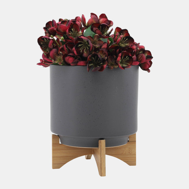 Matte Gray Planter w/ Stand