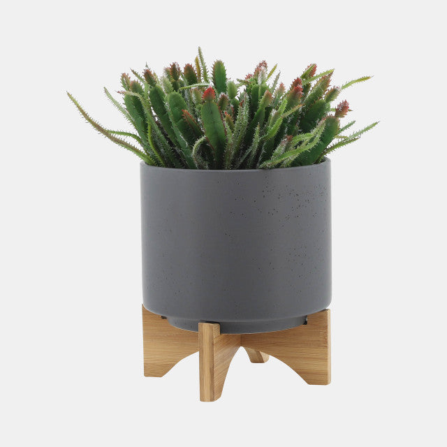 Matte Gray Planter w/ Stand