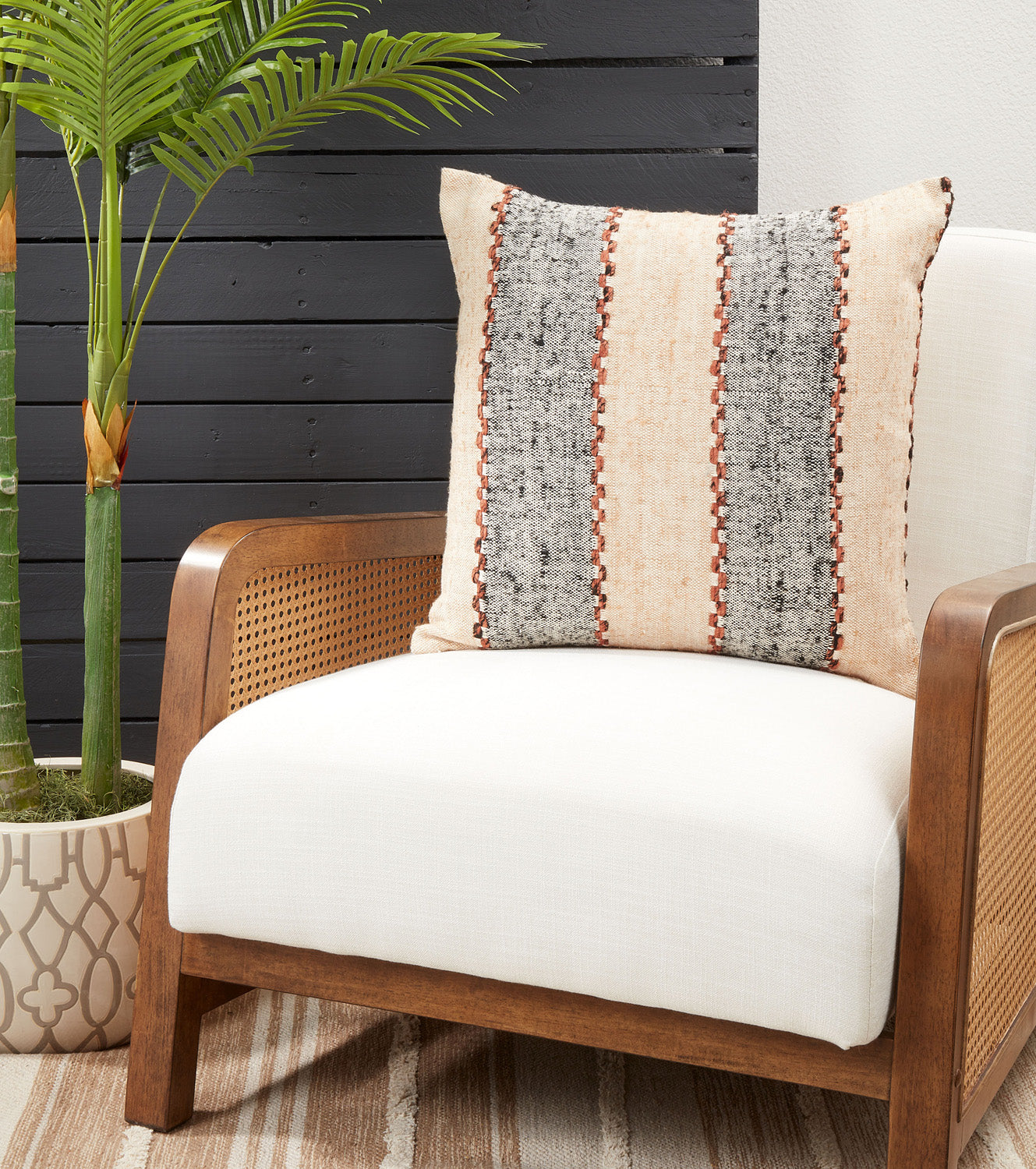 Black & Rust Striped Woven Pillow