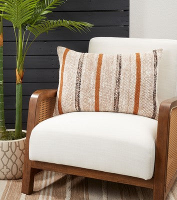 Rust Striped Lumbar Pillow