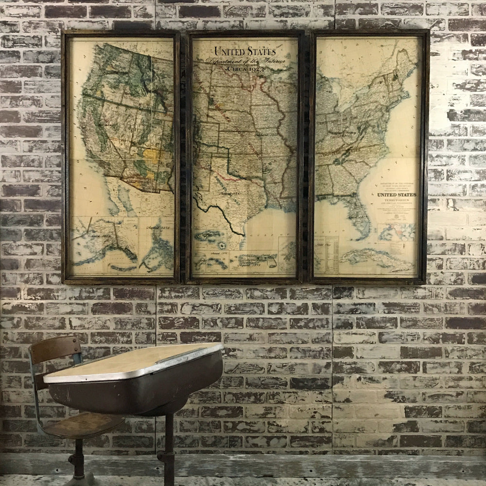 1923 USA Department of Interior Triptych Map