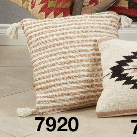 Natural Striped Tassel Pillow