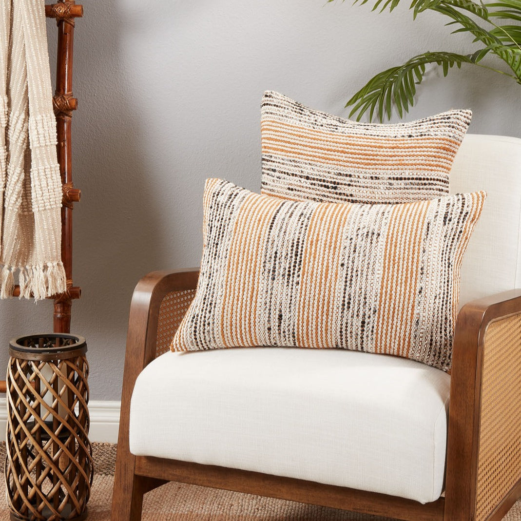 Orange Textured Stripe Pillow