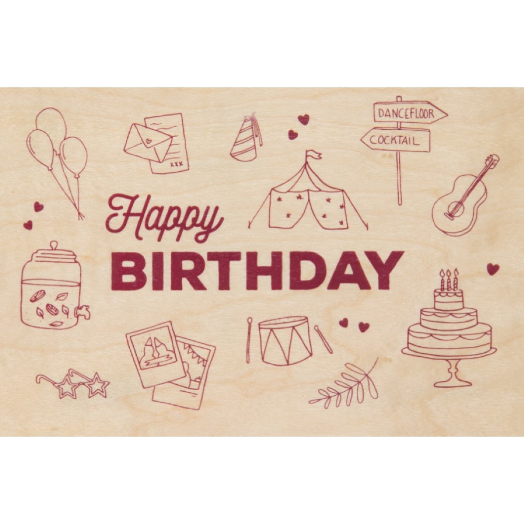 Wood Postcard Greetings Birthday