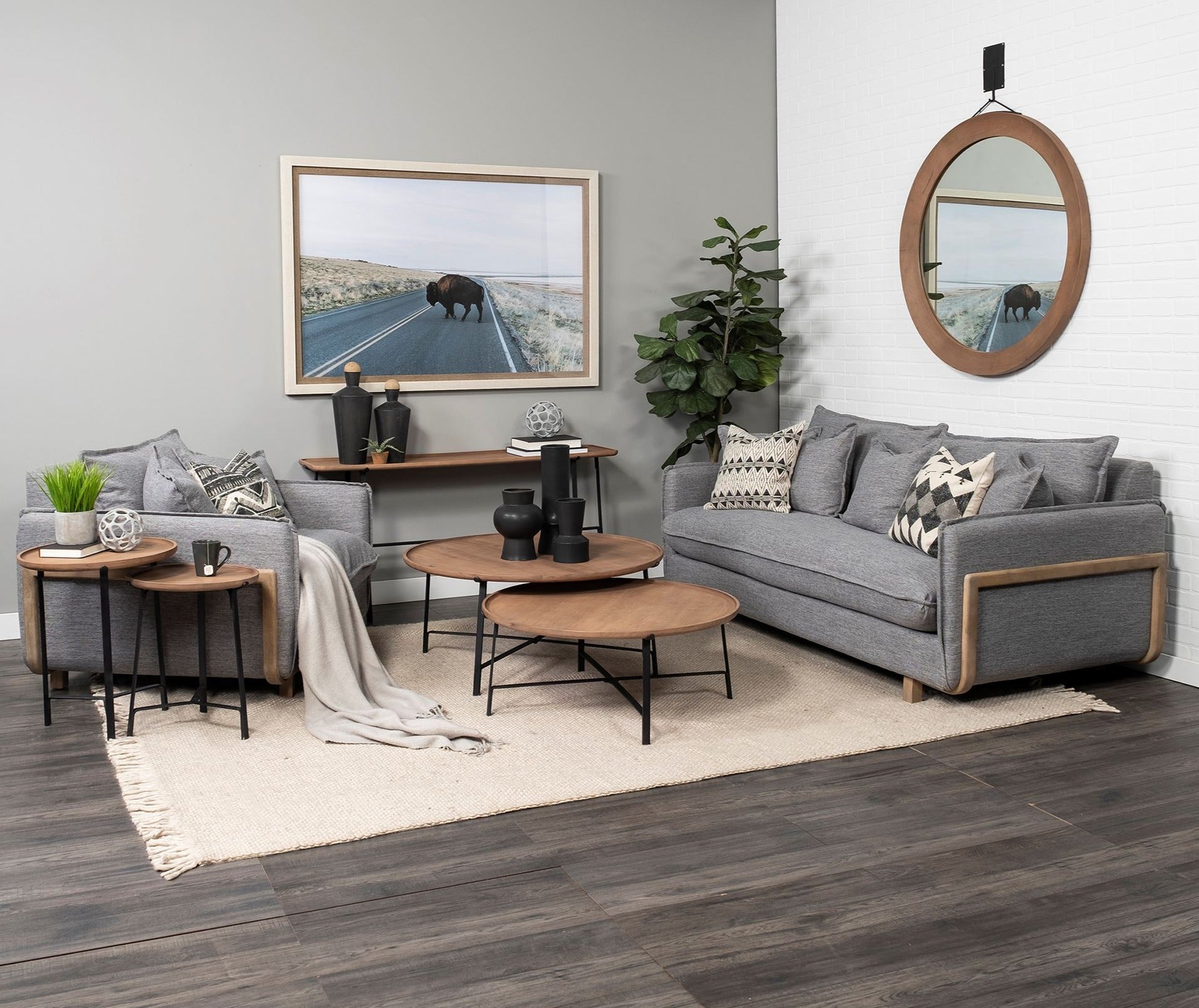 Bison Crossing Framed Art