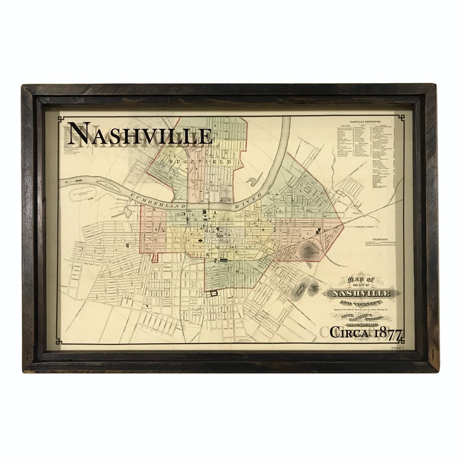 1877 Nashville Framed Map