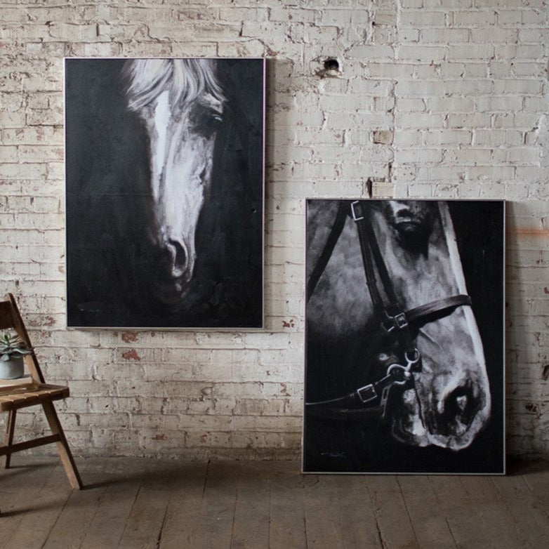 horse black and white art