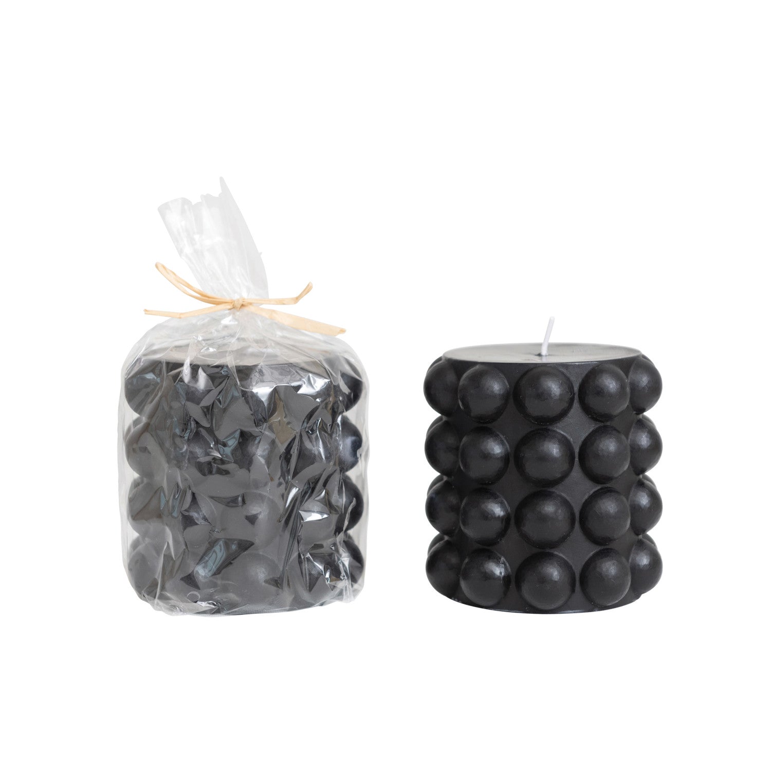 Unscented Black Hobnail 4" Pillar Candle