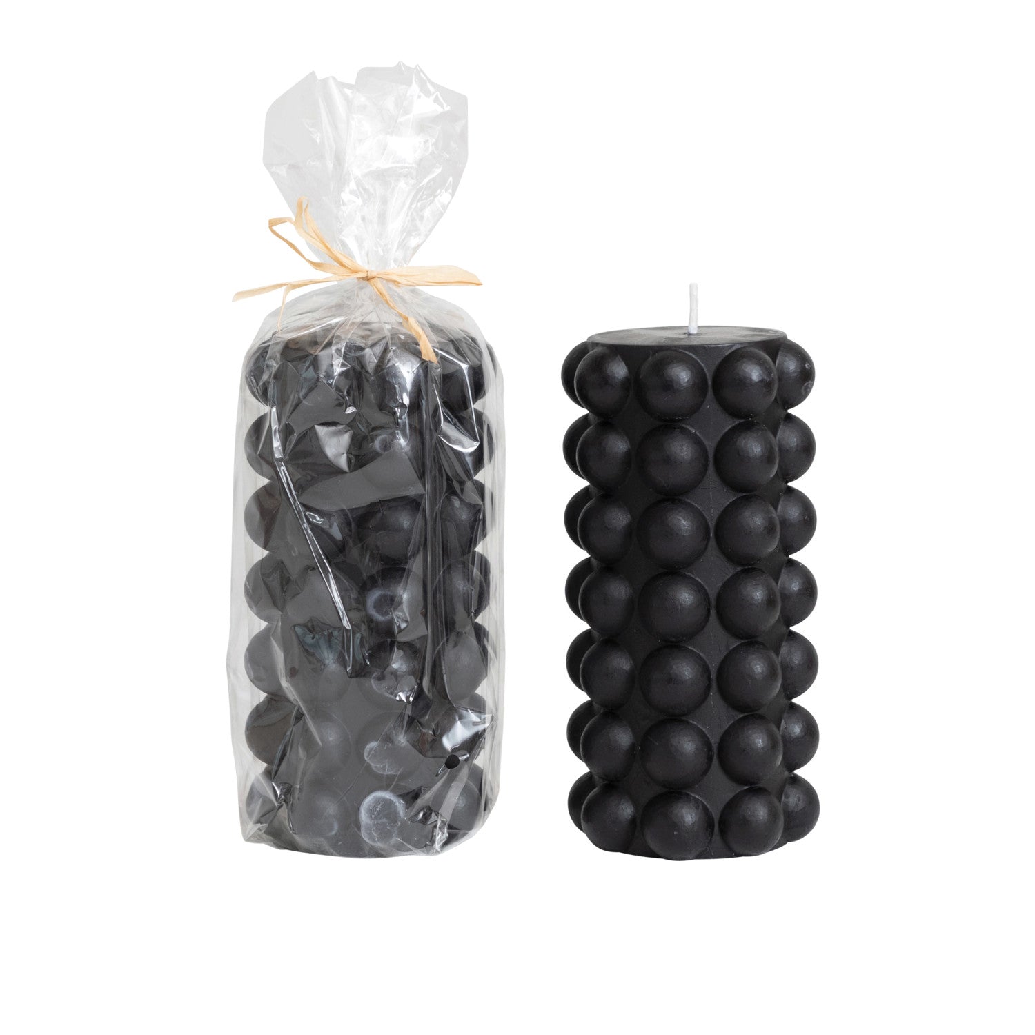 Unscented Black Hobnail 6" Pillar Candle