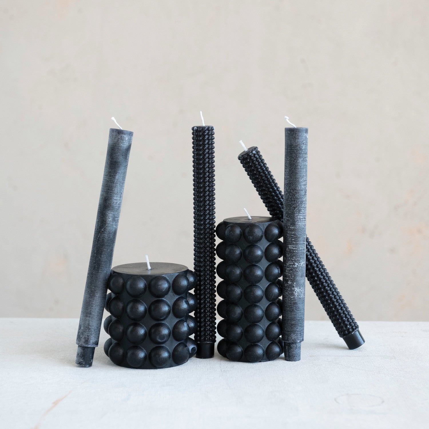 Unscented Black Hobnail 6" Pillar Candle