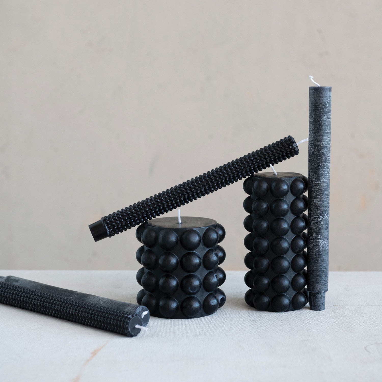 Unscented Black Hobnail 6" Pillar Candle