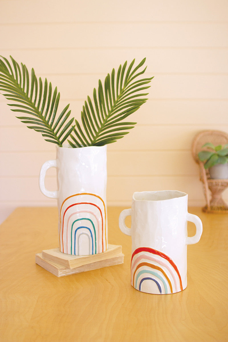 Ceramic Rainbow Vase with Handles