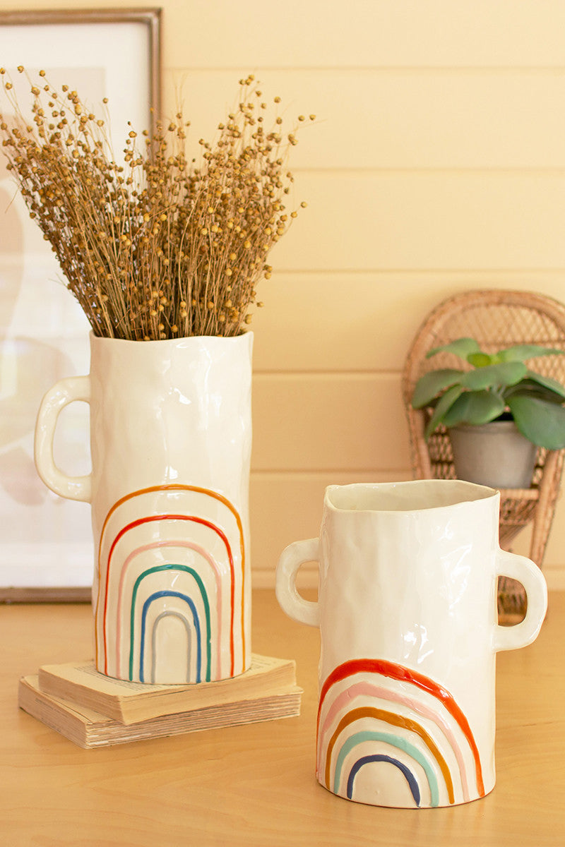 Ceramic Rainbow Vase with Handles