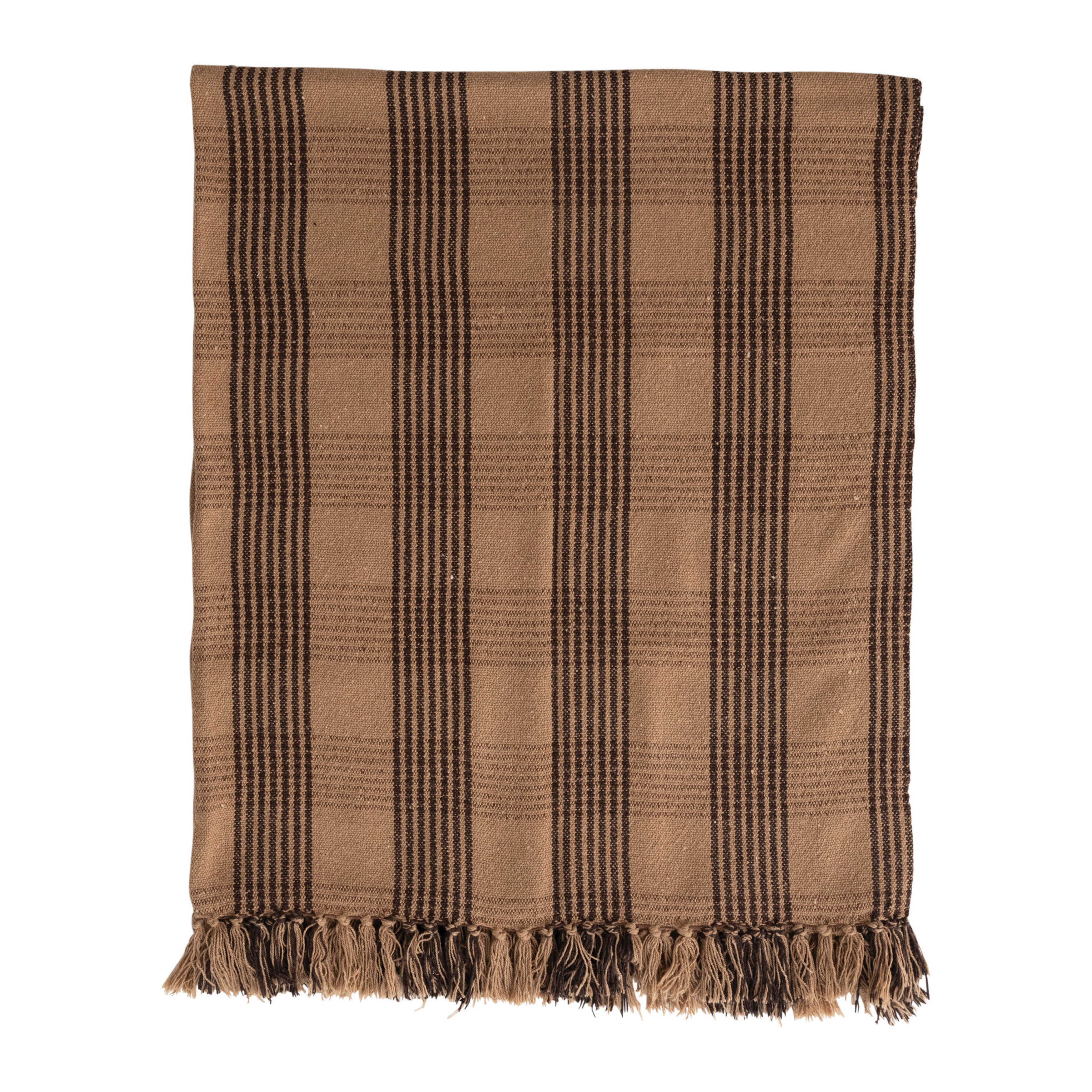 Brown & Tan Plaid Cotton Throw
