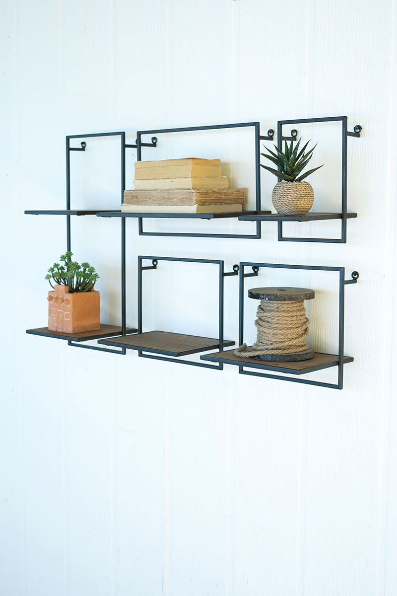 Wood & Metal Individual Wall Shelves