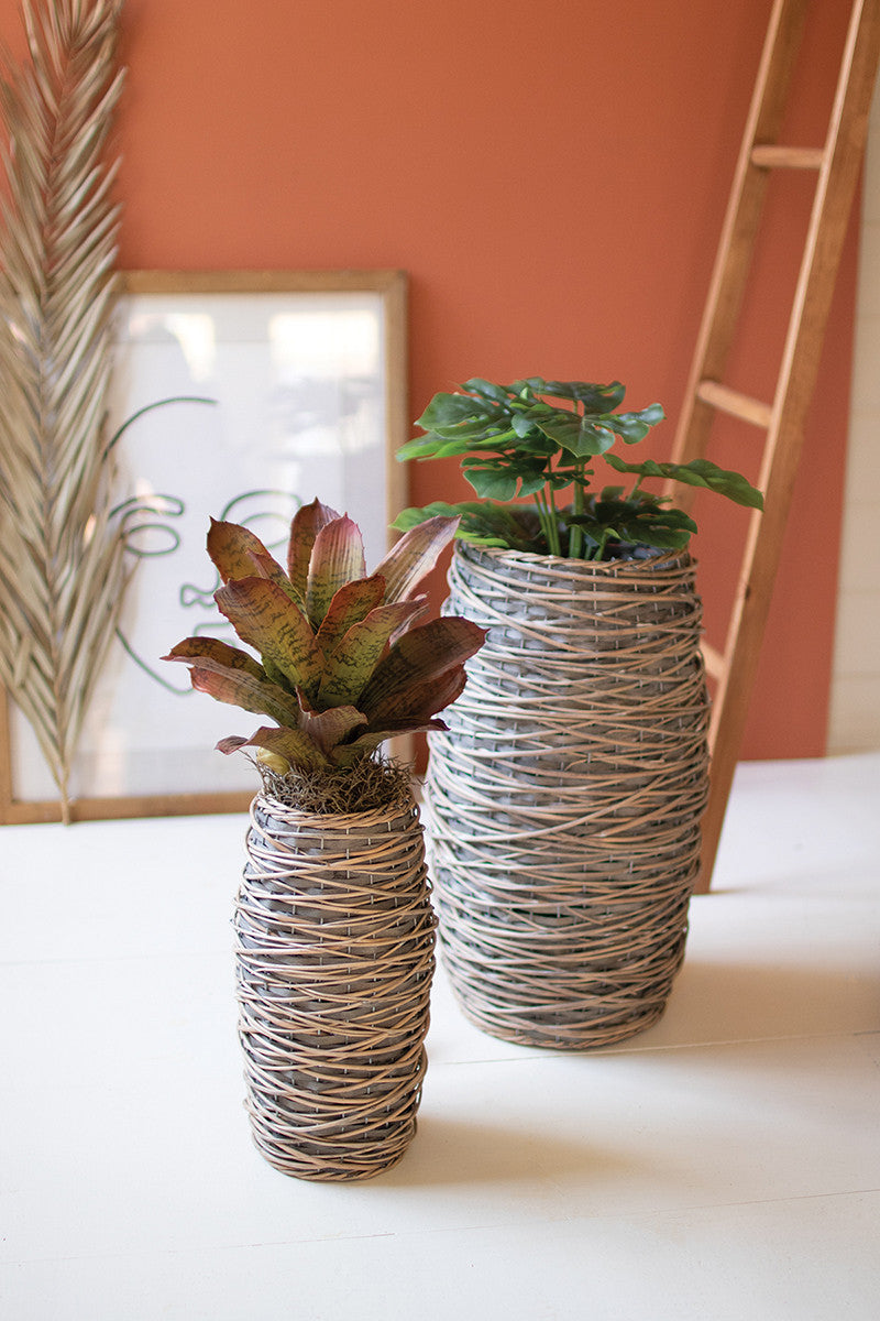 Tall Oval Rattan Planter*