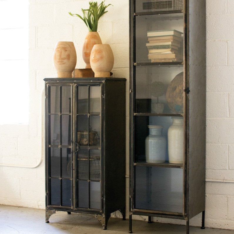 Short Iron & Glass 2 Door Apothecary Cabinet