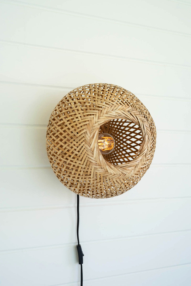 Woven Orb Cane Wall Sconce*