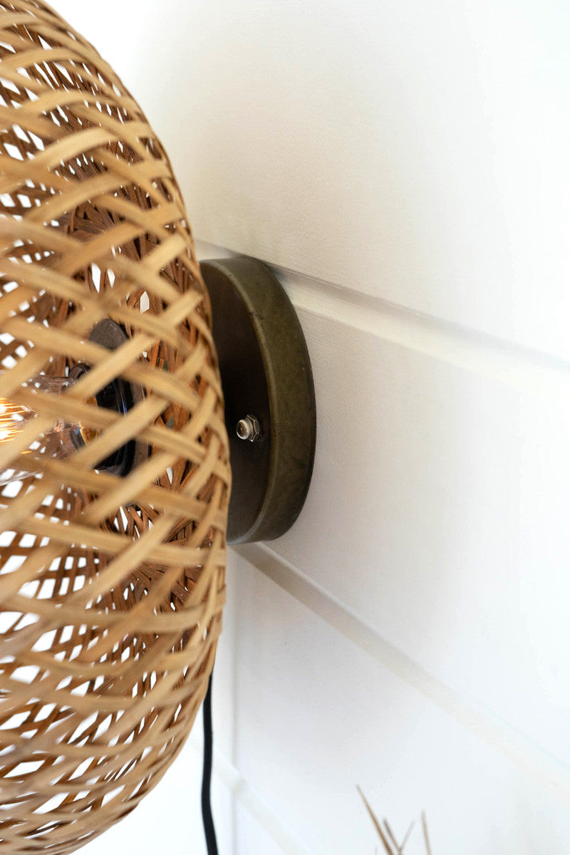 Woven Orb Cane Wall Sconce*
