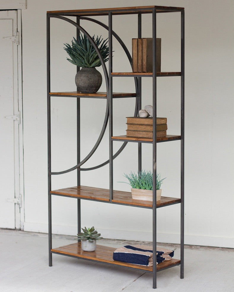 Wood and Metal Demilune Shelf