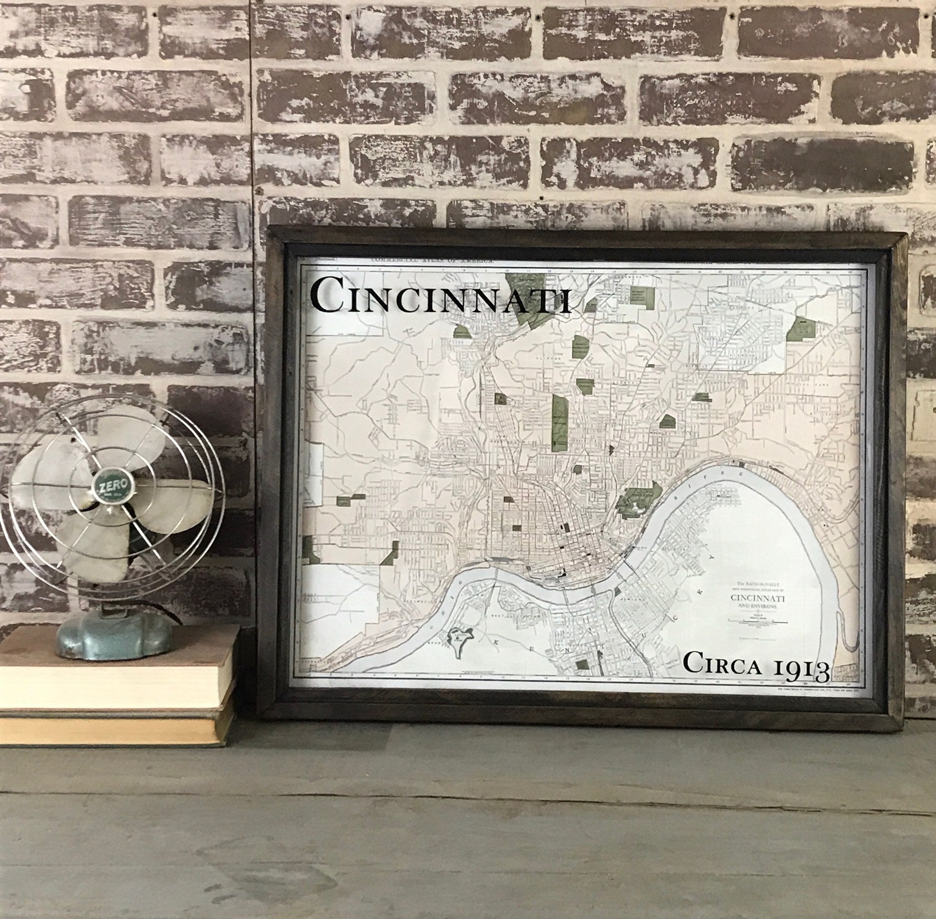 1913 Cincinnati Framed Map