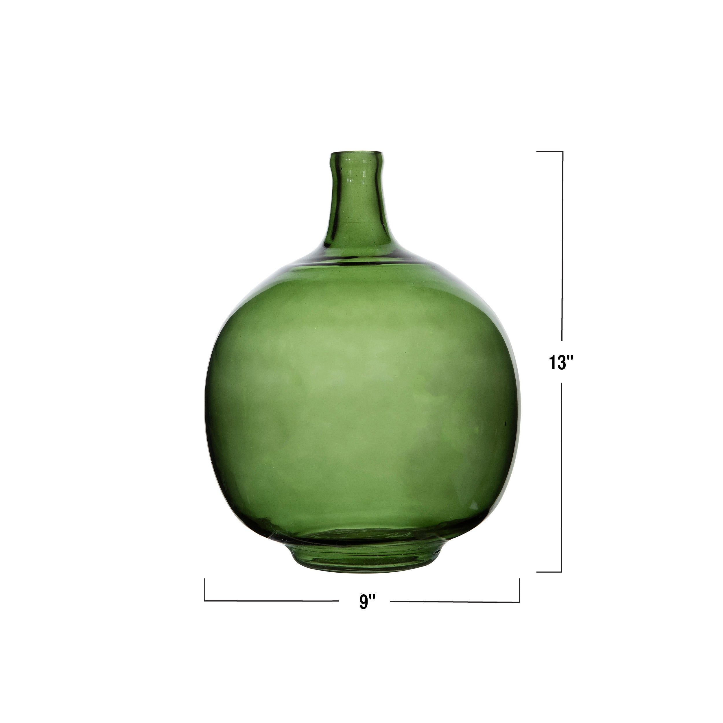 Round Green Glass Vintage-inspired Bottle