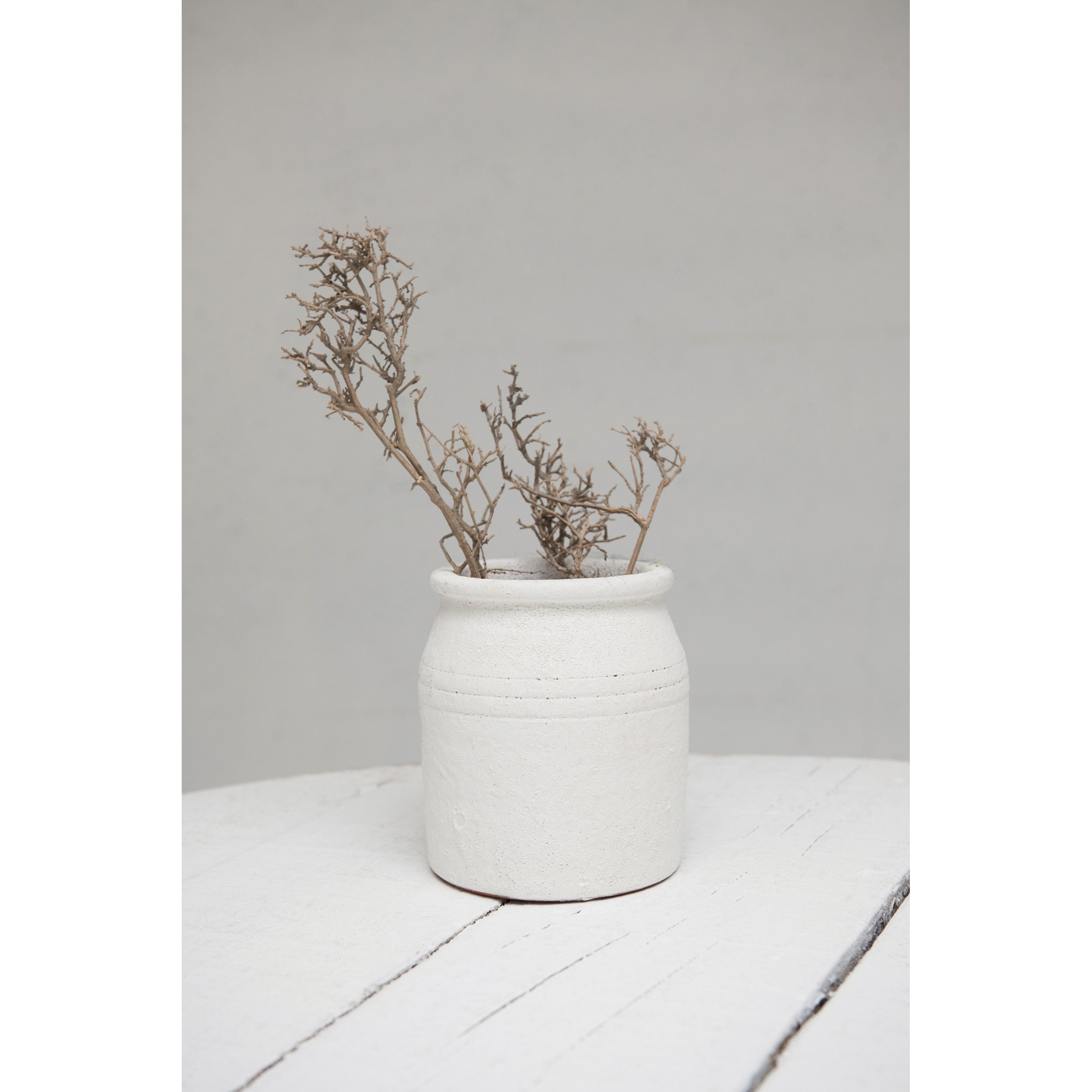 Distressed White Terracotta Crock