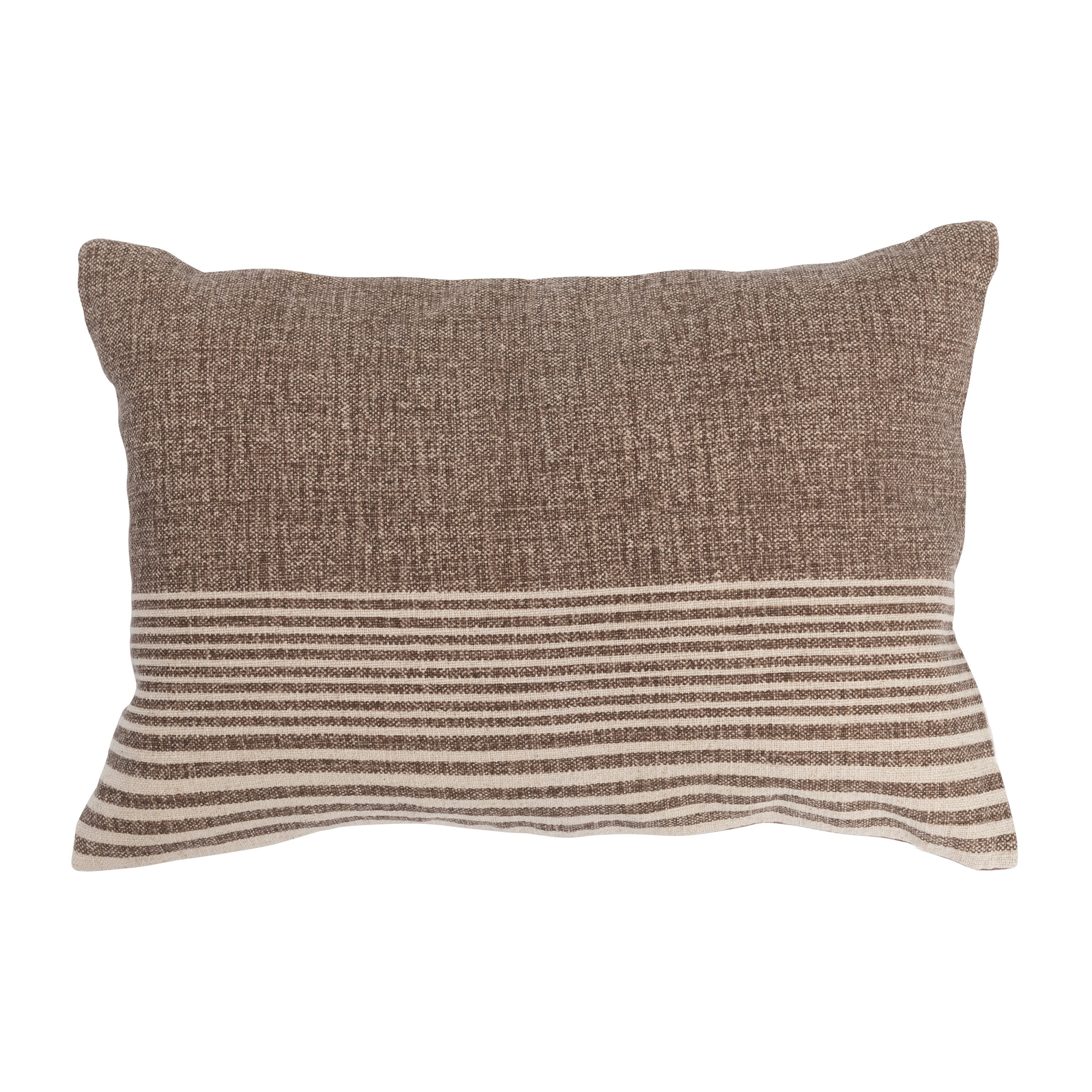 Brown Striped Slub Lumbar Pillow