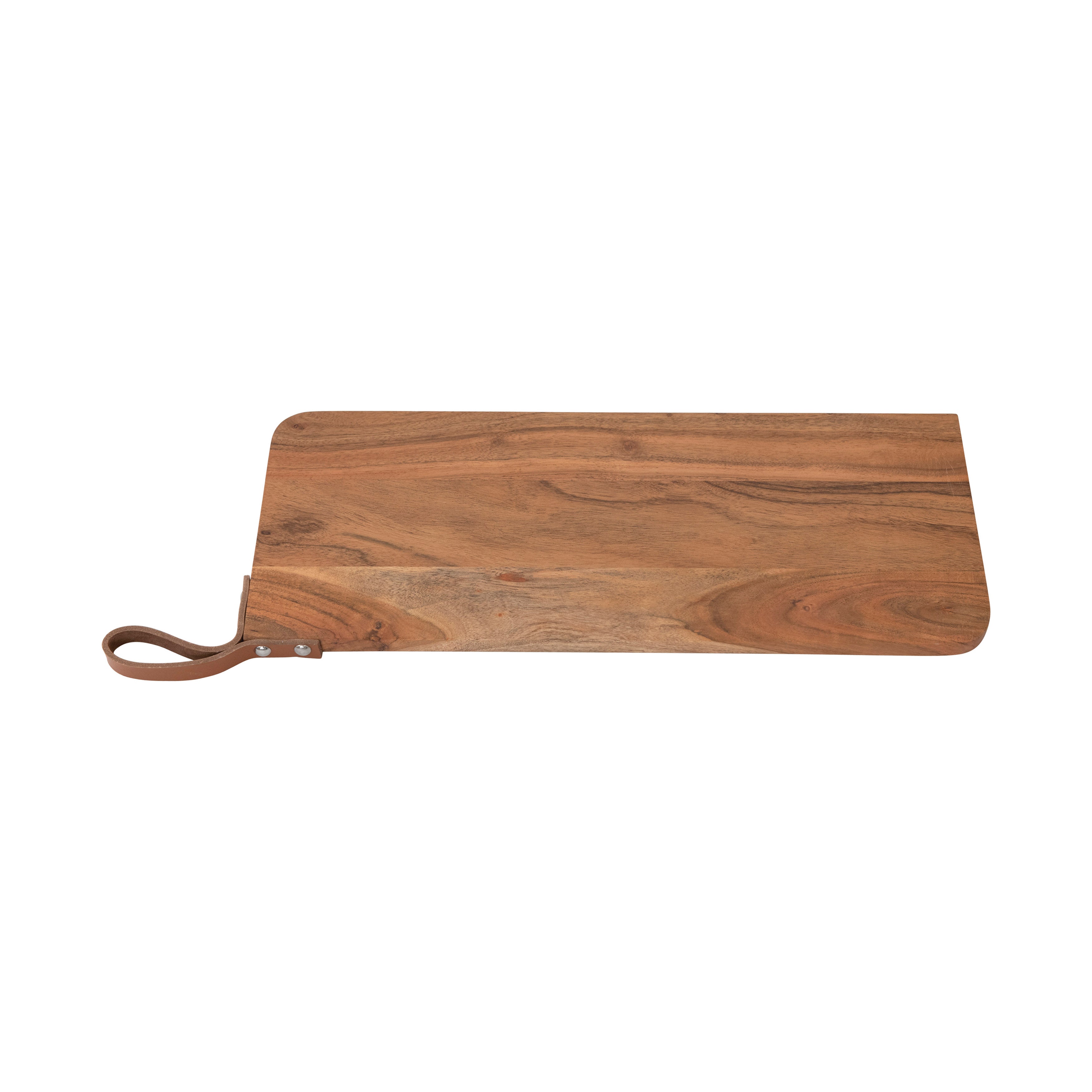 Acacia Wood Cutting Board with Leather Strap*