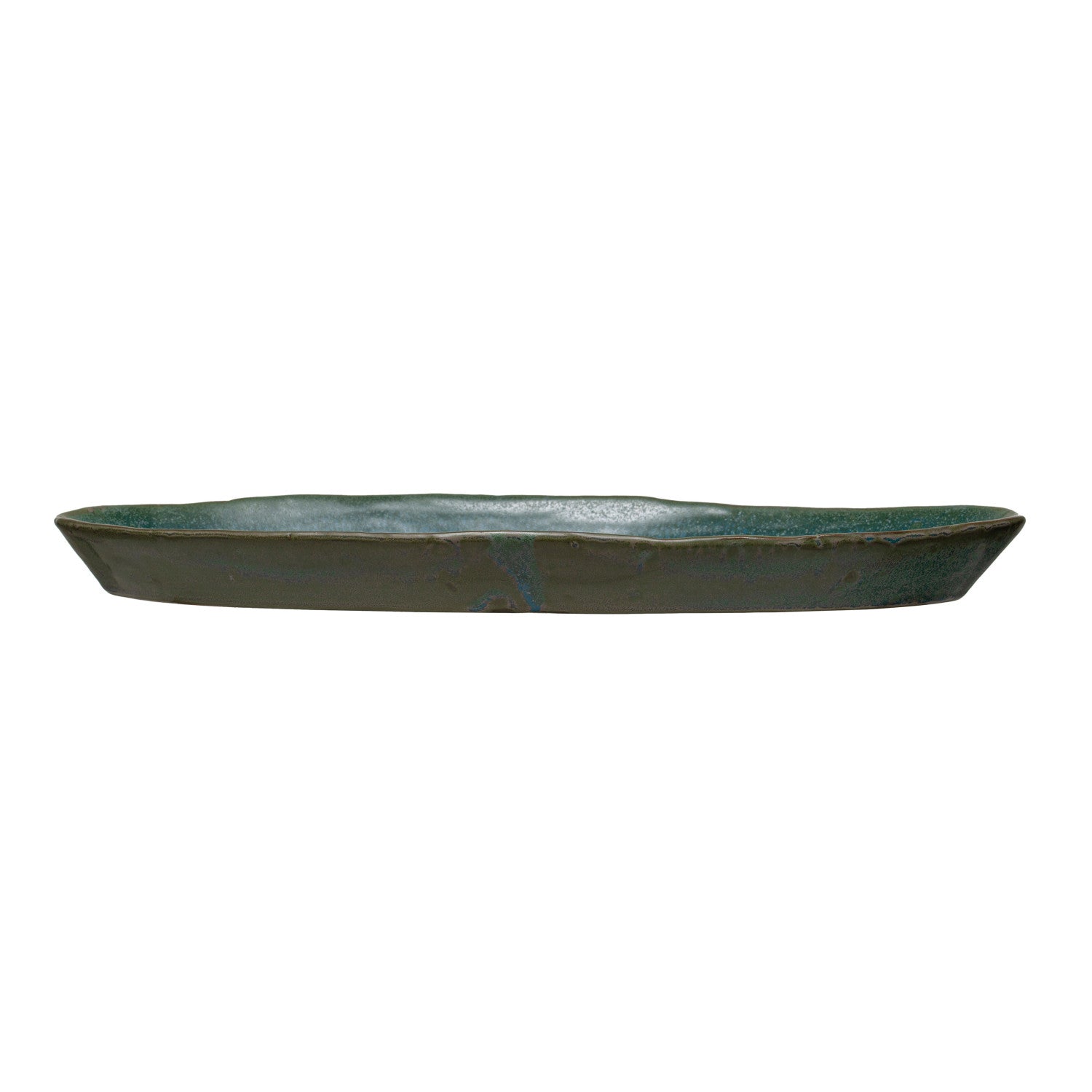 Matte Hunter Green Stoneware Oval Platter