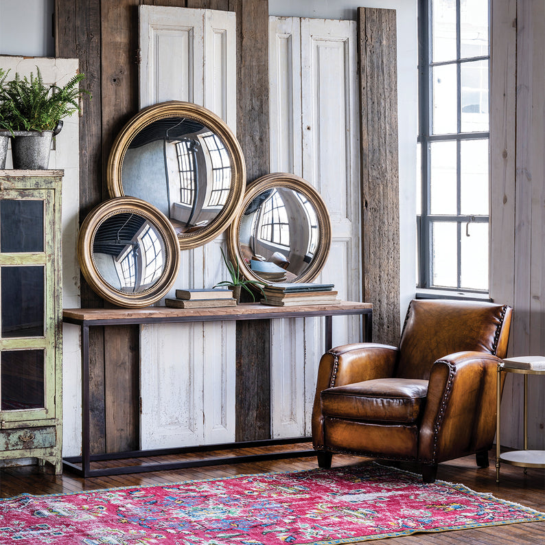 Round Convex Gold Mirror