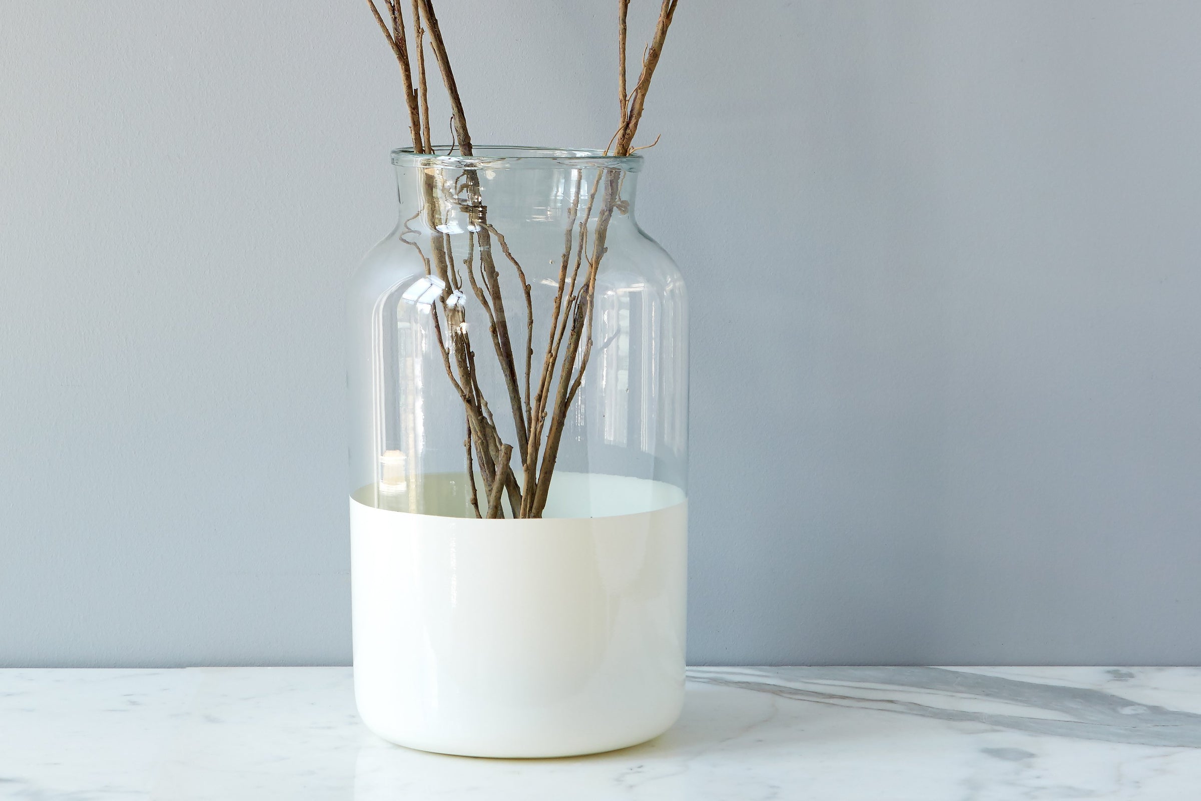 Large White Colorblock Mason Jar