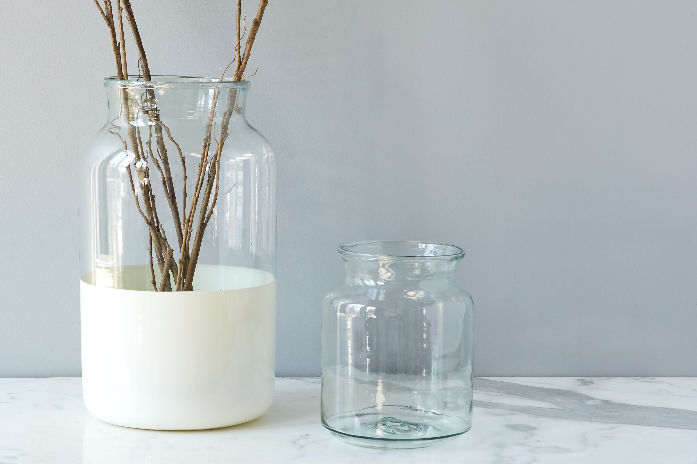 Large White Colorblock Mason Jar