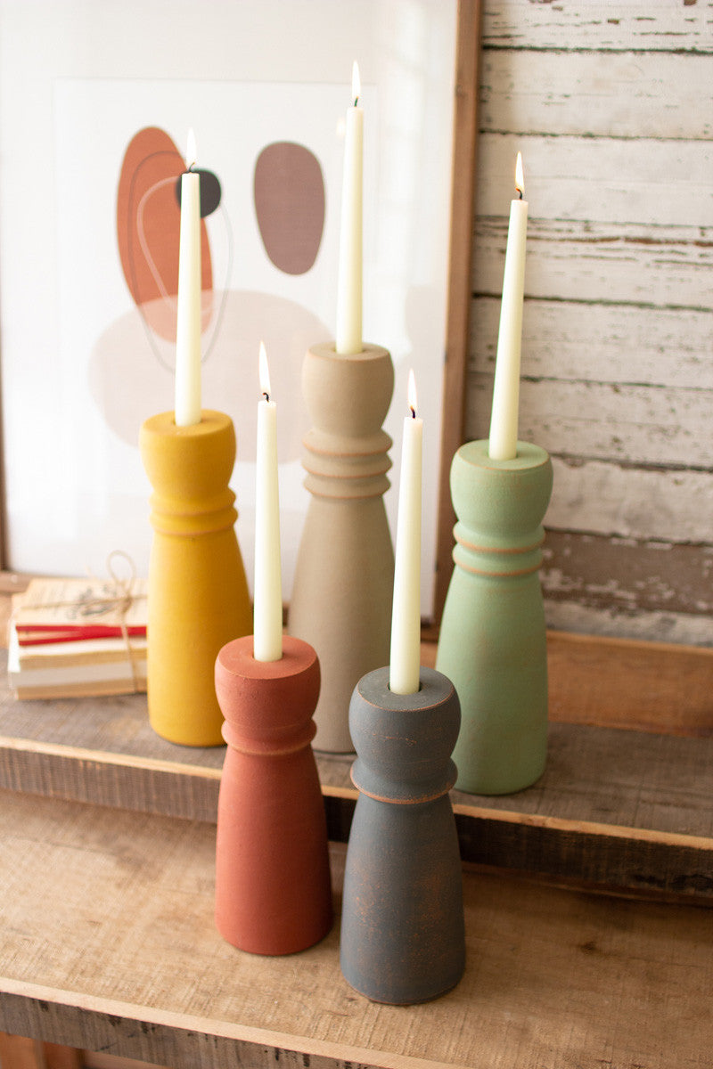 Assorted Colorful Clay Taper Holders*