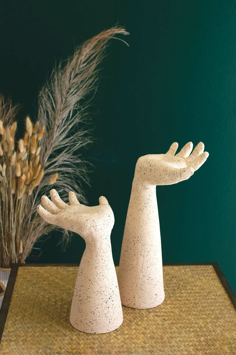 Open Palm Clay Statue