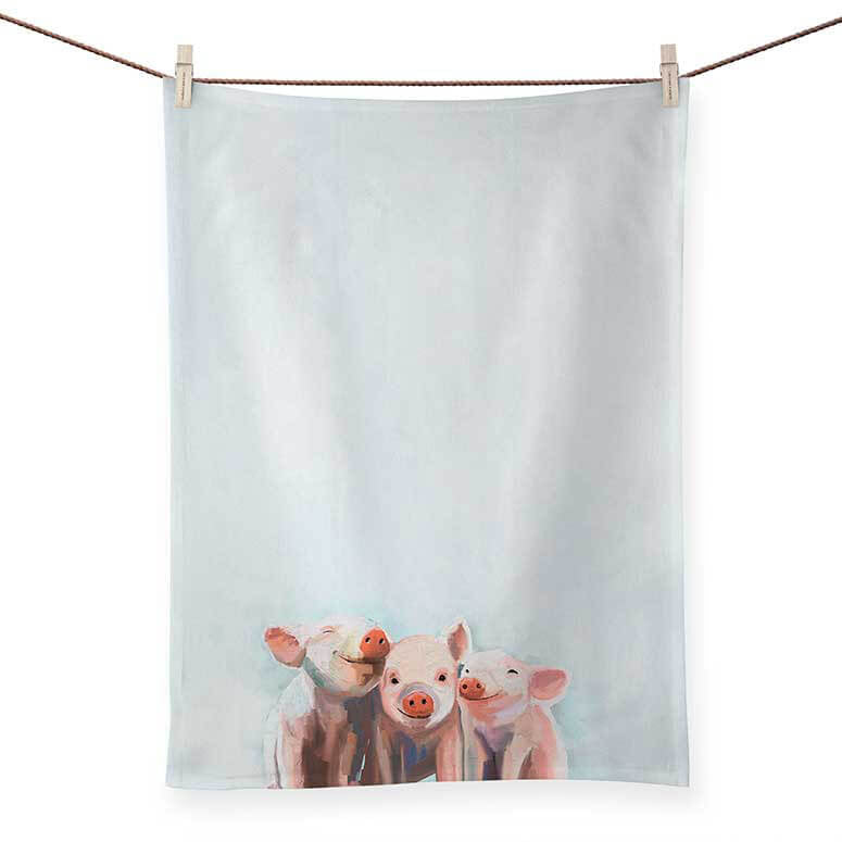 Three Little Piggies Tea Towel