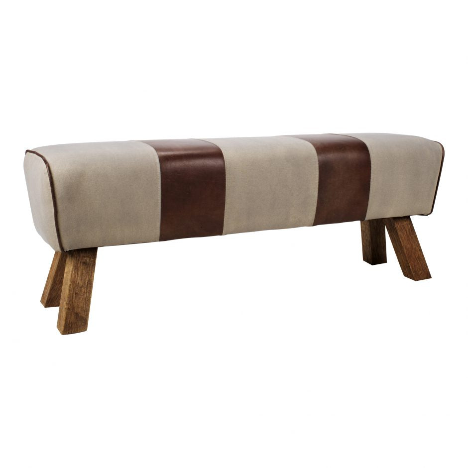 Leather & Canvas Pommel Bench